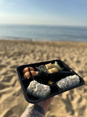 Sushi on the beach - they give the best takeout set ups!!