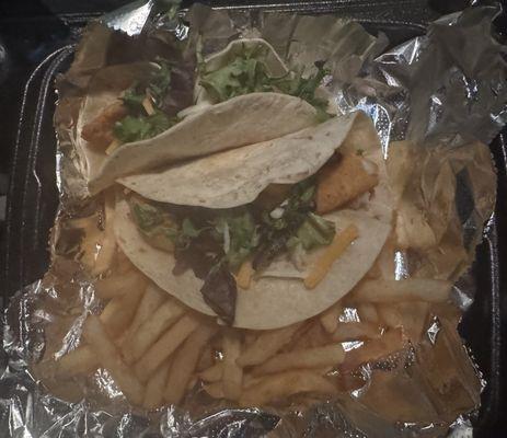 Fish tacos with fries