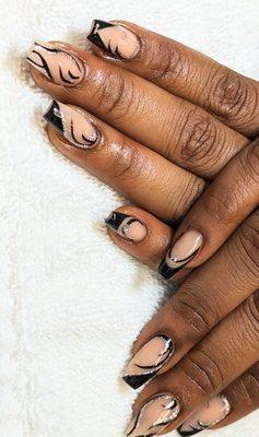 Acrylic fullset, basic nail art