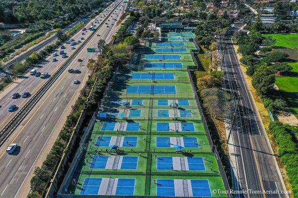 Santa Barbara Pickeball court aerial view.
