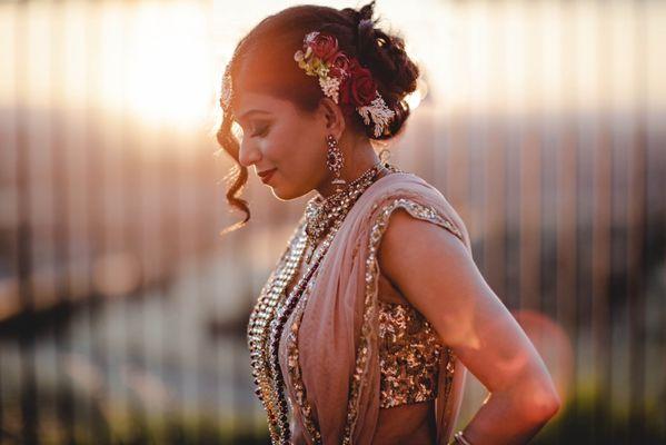 Bridal hair for an Indian wedding.