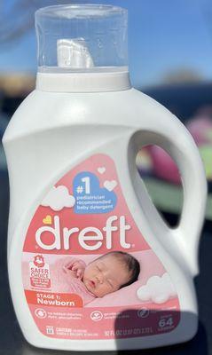 Dreft Laundry detergent to prepare for baby and get odors out of our puppy's belly bands!