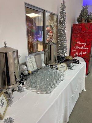 Will suggested we do a hot chocolate station! It was such a hit. The bartenders added adult beverages to the hot chocolate as well!