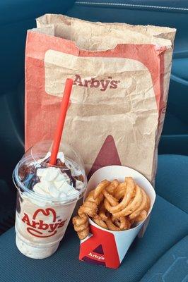 Jammocha shake with medium curly fries.