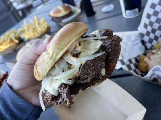 Build Your Own 2 pattys Pepperjack Chipotle mayo Raw & Grilled onion