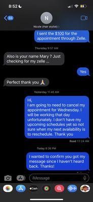 Cancellation & left on read