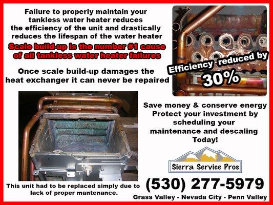 Tankless Water heater descaling flushing and maintenance. Serving Nevada County