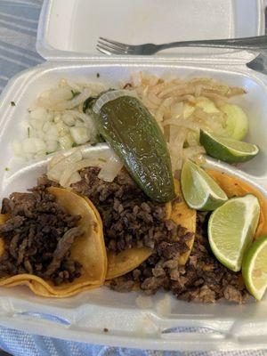 Mini taco plate , not pictured the charro beans