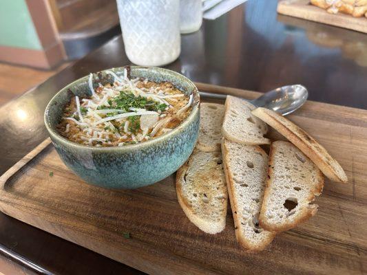 Lobster artichoke dip with crostini