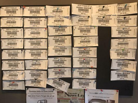 Wall of fame at fat cat slots! Come in and make it on the big winners wall!