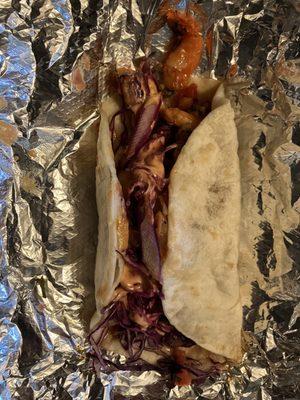 Baja Shrimp Taco is 1st taco I've tried here bringing its own serious heat without adding their red or green salsa. 08MAY25