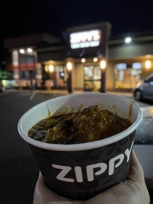 Chili with a scoop of rice