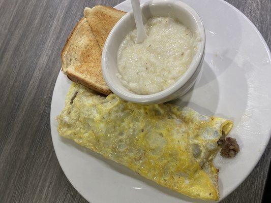Sausage and cheese omelette.
