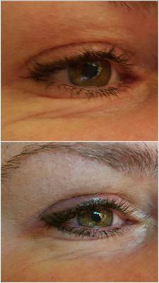 Eyeliner- top & bottom; before and right after.