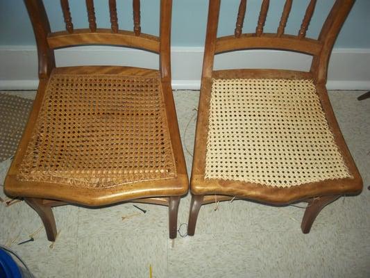 Hand Caning Before and After