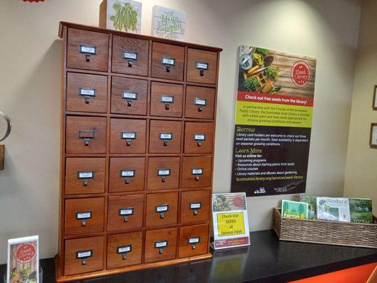 Seed Library, grab 3 then checkout at the desk.