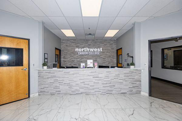 Reception desk and front counter at Northwest Career College, East Las Vegas campus.