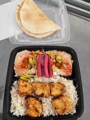 Chicken kabob double hummus