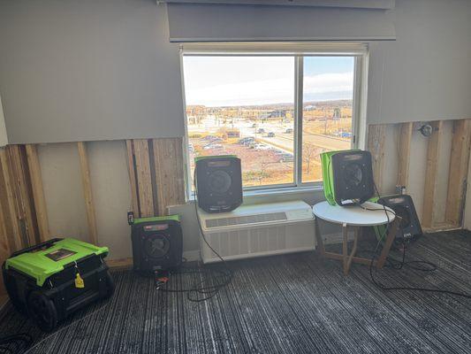 Drying process at commercial water loss.