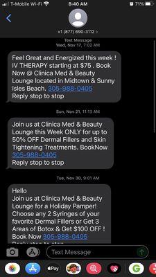 These are text messages of the business they go by