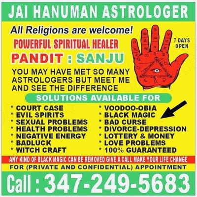 SPIRITUAL HEALER & PSYCHIC READER PANDIT:SANJU PALM READING, FACE-READING & PHOTO READING