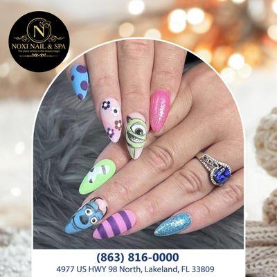 Conquer the nail art with your favorite cartoon patterns - true fun and creativity on your fingertips!