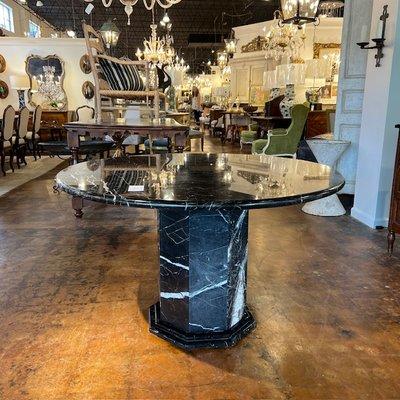 Mid Century French Black Marble Table with Octagonal Base