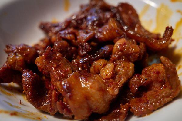 Spicy pork from a combo plate