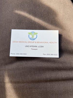 This is my Therapist name .