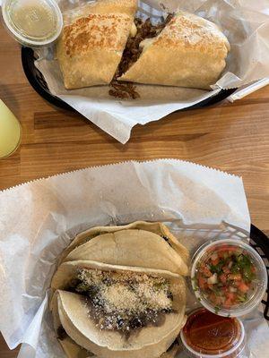Burrito and vegetarian taco