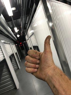 Satisfied, dirty, thumbs up