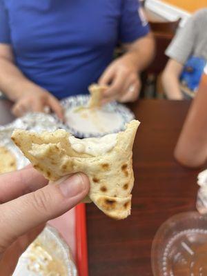 Their special sauce on pita bread ! So very good !!!