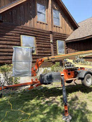 Staining homeowners cabin