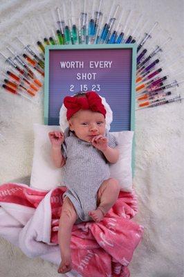 After 5 years of infertility we finally had our daughter after a successful 3rd round of IVF and 8th embryo transfer (previously with ORM)