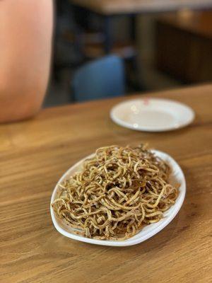 Spicy tofu strips (appetizer) for $3