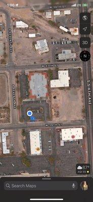 Not off 6th but down 38th on right. Google got it wrong having me go Rt down 37th street and then two lefts