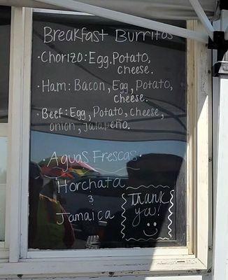 Breakfast menu