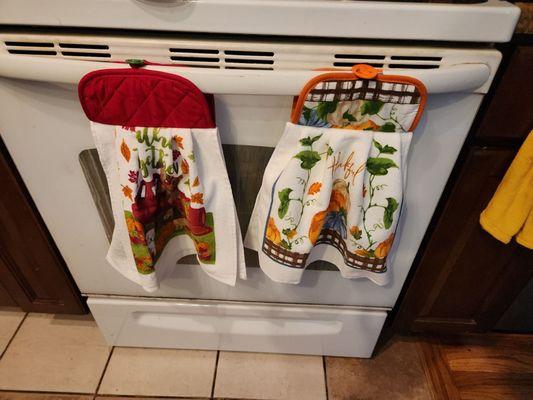 Pot holders with towels attached