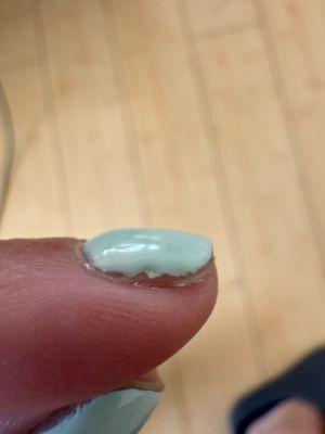 Sloppy paint and nail file job.