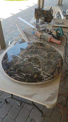 mid fabrication of round table.