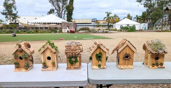 4th grade building block, birdhouses handcrafted over a few months.