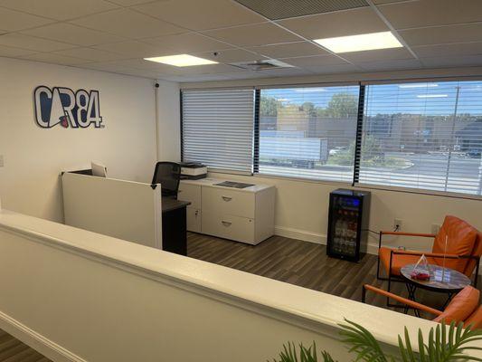 Our new waiting room with free WiFi and free drinks