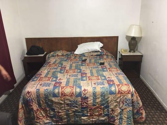 Hard bed, burnt comforter