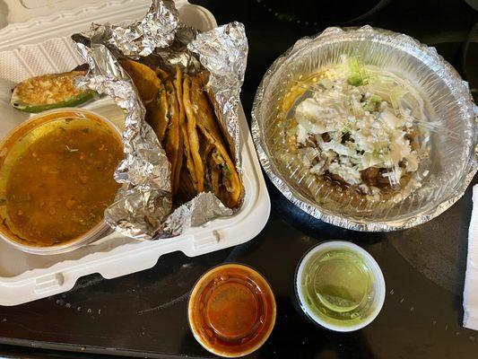 Tacos De Birria and a Tostada