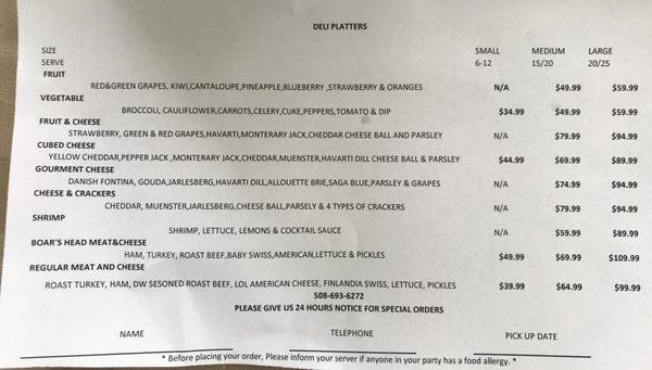 Platters can be customized just ask at the deli.