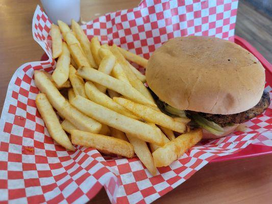 Grilled chicken sandwich with french fries