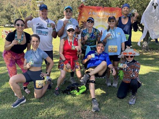 People enjoying the post race festivities.