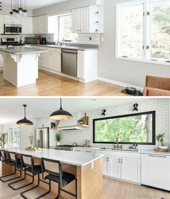 Before and after of the kitchen