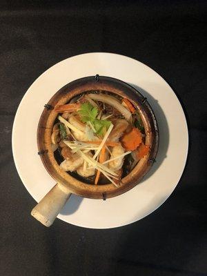 Shrimp in ceramic pot