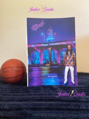 Cover of a basketball themed PERSONALIZED Valentine's Day card